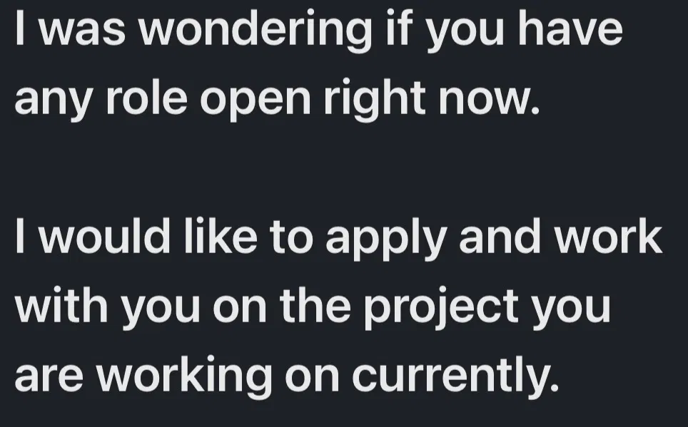 Screenshot of a job request from a university student.